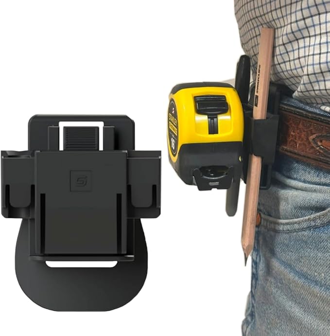 Tape Measure Holder & Tool Holder – Tool Belt Clip Compact Multi-Purpose Tool Belt Attachment for Professionals