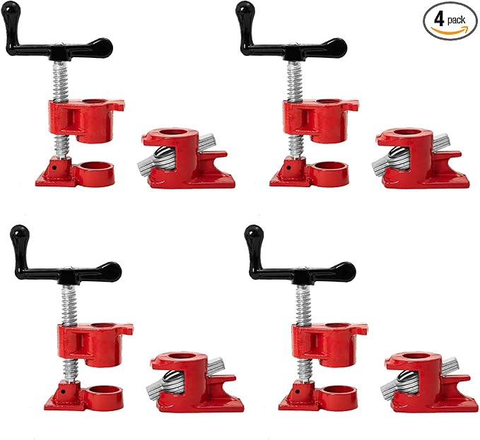 Pipe Clamps 3/4 inch Pipe Clamps for Woodworking 4 Pack Heavy Duty Wood Gluing Clamps with Quick Release, Ideal for Carpentry, Home Improvement, and DIY Projects (3/4 IN)