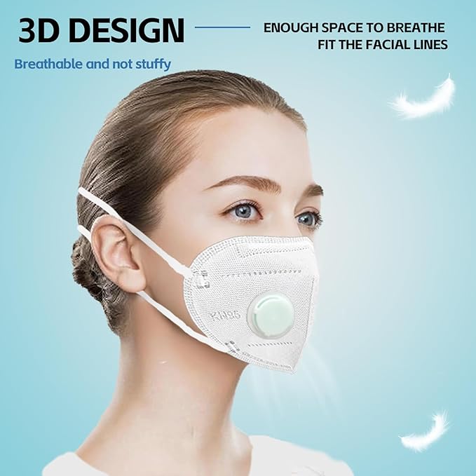 Head Mounted Face Dust Mask 20PCS,7 Layer Breathable Valve Disposable for Protection Construction Sanding Adult