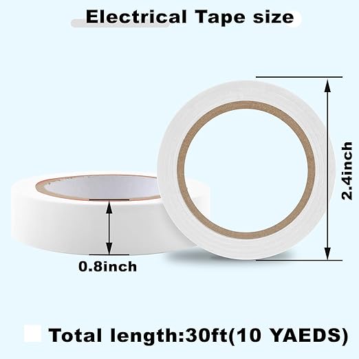 Romeda 9 Pack Electrical Tapes, Electrical Tape Water, Sun, and Oil Resistant, Electrical Tape is Suitable for Most Domestic, Commercial, and Industrial environments - White