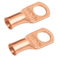 SELTERM 2pcs 4 AWG 3/8" Stud (Wide Pad) Copper Wire Lugs,Battery Lugs, Ring Terminals,Battery Cable Ends, 4 Guage Ring Terminal Connectors,UL Heavy Duty Bare Copper Eyelets Battery Terminal Connectors