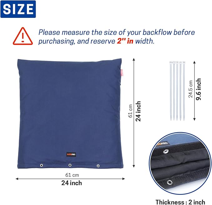 Backflow Preventer Insulation Cover-24 W x 24" H, 6 Layers Fabric Outdoor Pipe Insulation Cover with Aluminum Foil Layer Dupont Sorona Cotton, Backflow Cover for Winter Freeze Protection
