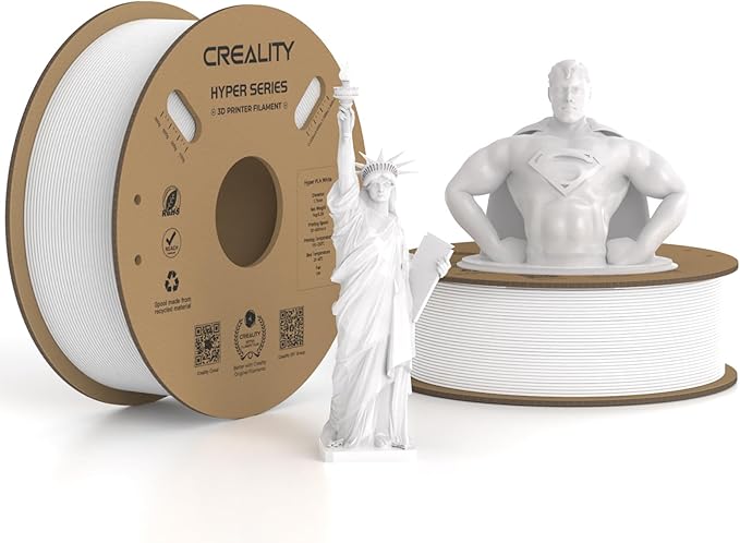 Creality Hyper PLA Filament 1.75mm White 2KG, 30-600mm/s High Speed PLA 3D Printer Filament, 2 Pack 1kg Spool(2.2lbs) PLA, Dimensional Accuracy +/-0.02mm, Fit Most FDM 3D Printer