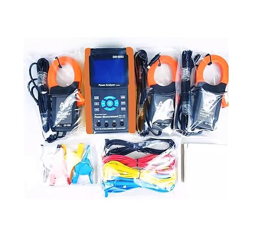 DW-6092 3 Phase Power Quality Analyzer Three Phase Power Quality Meter Tester Real Time Data Recorder Logger with 3 PCS CP-1200 Current Probes 20A 200A 1200A | 1P/2W, 1P/3W, 3P/3W, 3P/4W