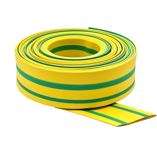 Kable Kontrol Heat Shrink Tubing - 1/2” Inch - 50' Ft Long, Yellow & Green Polyolefin - 2:1 Industrial Shrink Tube & Cable Sleeve for Electrical Wire Insulation - Rated for 600 V