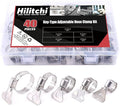 Hilitchi 40-Pcs 8-29mm Clamping Range Butterfly Key-Type Adjustable Hose Pipe Worm Gear Clamps Assortment Kit, Clamps Ideal for Plumbing, Automotive - - 304 Stainless Steel