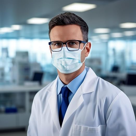 Jointown Disposable Face Masks, ASTM Level 3 Surgical Mask with 3 Ply Protection & Elastic Earloop, 50 Pack Blue