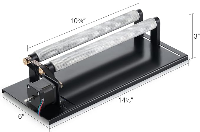 OMTech Rotary Axis Attachment for 40W co2 Laser Engraver, Barrel Rolling Cylinder Surface Rotation Platform for K40 Laser Engraver, 360 Degree Rotating Axis