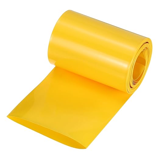 MECCANIXITY Battery Wrap PVC Heat Shrink Tubing 42mm Dia 66mm Flat 20 Feet(6meters) Yellow Good Insulation for Battery Pack