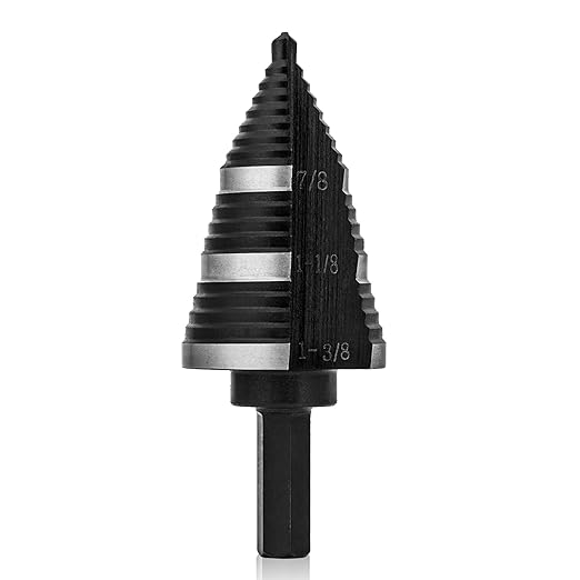 ZELCAN 1PC M2 Step Drill Bit, Faster Drilling Step Bit 3/16 to 1-3/8 Inch, Professional Unibit Drill Bit for Cutting Holes On Sheet Metal, Steel, Wood, Aluminum, PVC, Stepped Up Bit for Electrician