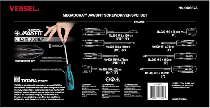 VESSEL MEGADORA Screwdriver Set 8pcs. 9008EVA (EVA foam set)