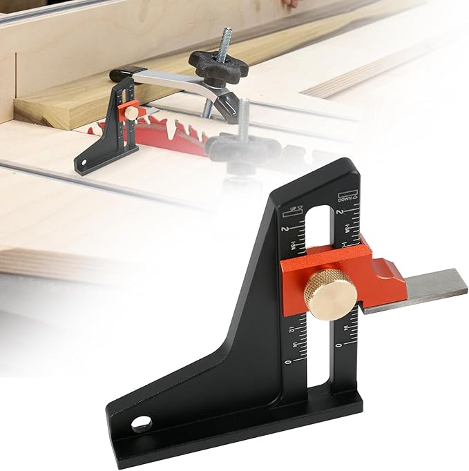 Table Saw Height Gauge, Woodworking Height Gauge in Inches Depth Gauge Woodworking Router Height Adjuster Table Saw Accessories for Wood Working, Aluminum Alloy