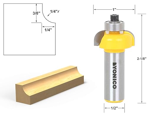 YONICO Cove Router Bits Edge Forming 1/4-Inch Radius 1/2-Inch Shank 13152
