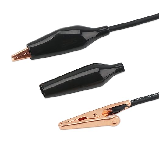 DROK Jumper Wires with Alligator Clips Electrical - 10pcs 45mm Large Pure Copper 19.6 inches/50cm Test Leads with Alligator Clips for Multimeter Electrical Testing