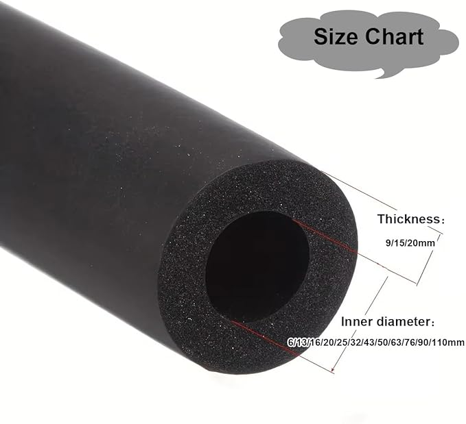 Foam Pipe Insulation - Pipe Insulation Foam Tube 1.7/1.8m (5.6/5.9ft) Long, Inner Diameter 25/50/90mm (1"/ 2"/3-5/9") ID, Suitable for Insulating Air Conditioning Water Pipes(3"*0.79"-5.9Ft)