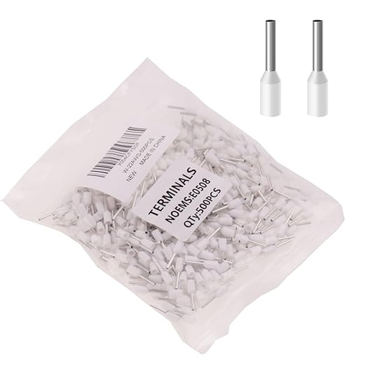 22AWG/0.5mm² Wire Ferrules White, 500pcs 22AWG Terminal Connector Kit, Wire Insulated Cord Pin Ends Terminals for Electric, Industrial, Chemical Industry, Power Control System, etc.