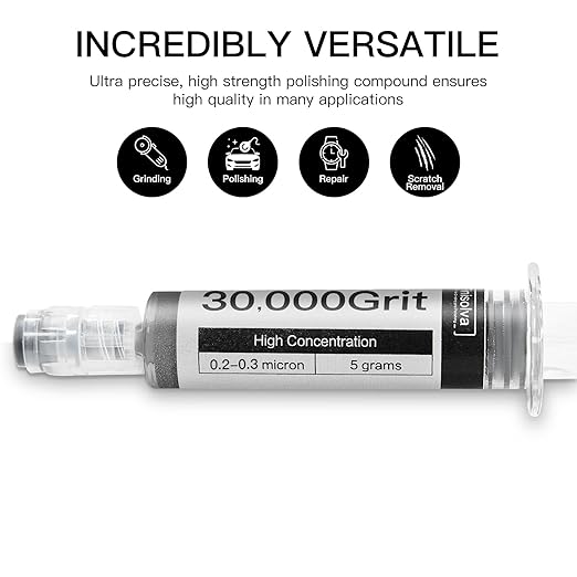 Diamond Polishing Compound Lapping Compound 30,000 Grit 0.2-0.3 Microns with 30% Concentration of Diamond Powders Diamond Stropping Paste for Glass Marble Metal Resin Rock Jewelry Watch etc.