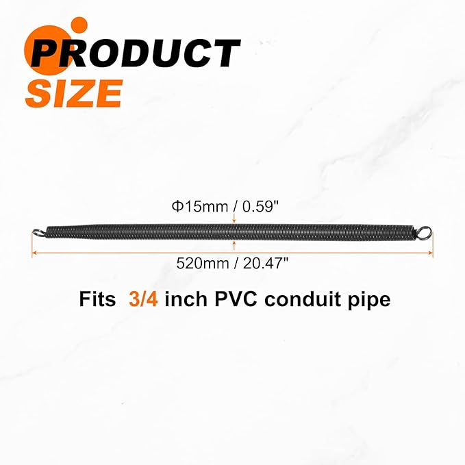 HARFINGTON PVC Spring Tube Bender 15mm OD 520mm Long A Type Conduit Pipe Bender Bending Spring for Pipe Bending Devices in Home Hydropower, Black