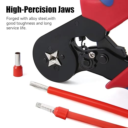 Wire Ferrule Crimping Tool Kit, Carbon Steel Crimper, 7 Sizes PVC Ferrules AWG 28-5, Crimp with 1700Pcs Hexagonal End Ferrules, for Connection (7 Sizes 1700PCS)
