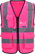 6XL 7XL 8XL Pink Safety Vest with pocket, Pink 6XL-8XL