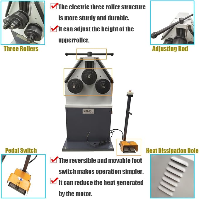 Roll Bender Bending Steel Machine Pinch Roll Bender Bending Steel Machine 220V 2.2KW