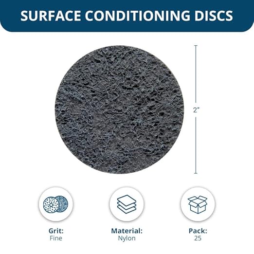 Benchmark Abrasives 2 Inch Sanding Discs Quick Change Nylon Surface Conditioning Discs, Drill & Die Grinder Sanding Disc Rust Remover for Metal Paint Stripper & Removal, Polishing - (25 Pack)(Fine)