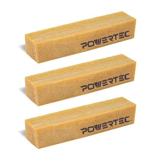 POWERTEC 71002-P3V Abrasive Cleaning Stick for Sanding Belts & Discs 8-1/2" 3PK | Natural Rubber Eraser - Woodworking Shop Tools for Sanding Perfection