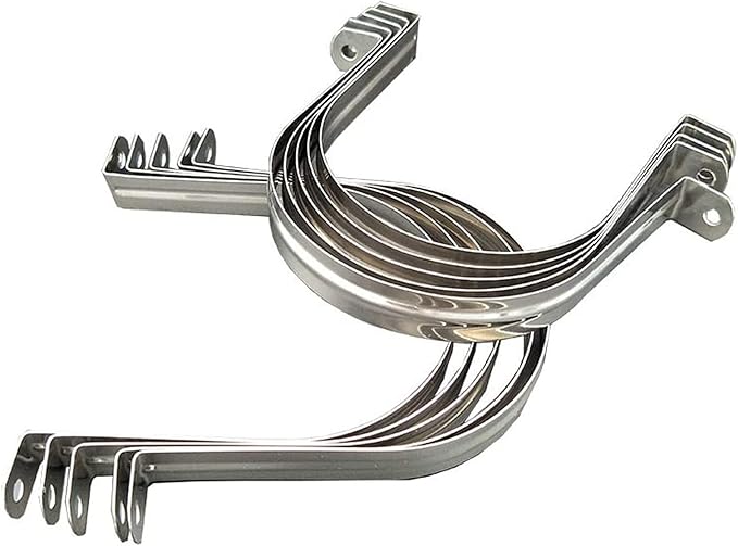 4 Pcs 8inch Rigid Pipe Strap,Two Hole Stainless Steel Strap U Bracket, Widened Tube Strap Tension Clip Assortment Kit Heavy Duty Pipe Clamp for Pipe Fixing（219mm）