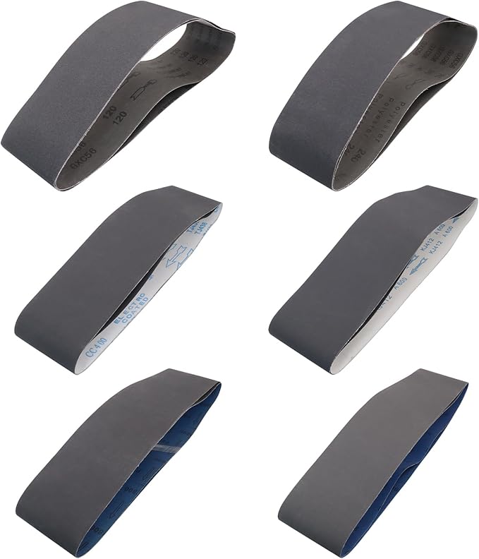 Taokyid 12 Pack 4x36 Inch Sanding Belts- Silicon Carbide Knife Sharpening Sander Belts, 2 Pcs Each of 120, 240, 400, 600, 800, 1000 Grits Sanding Belts For 4x36 Belt Sander, Sanding Belts 4x36