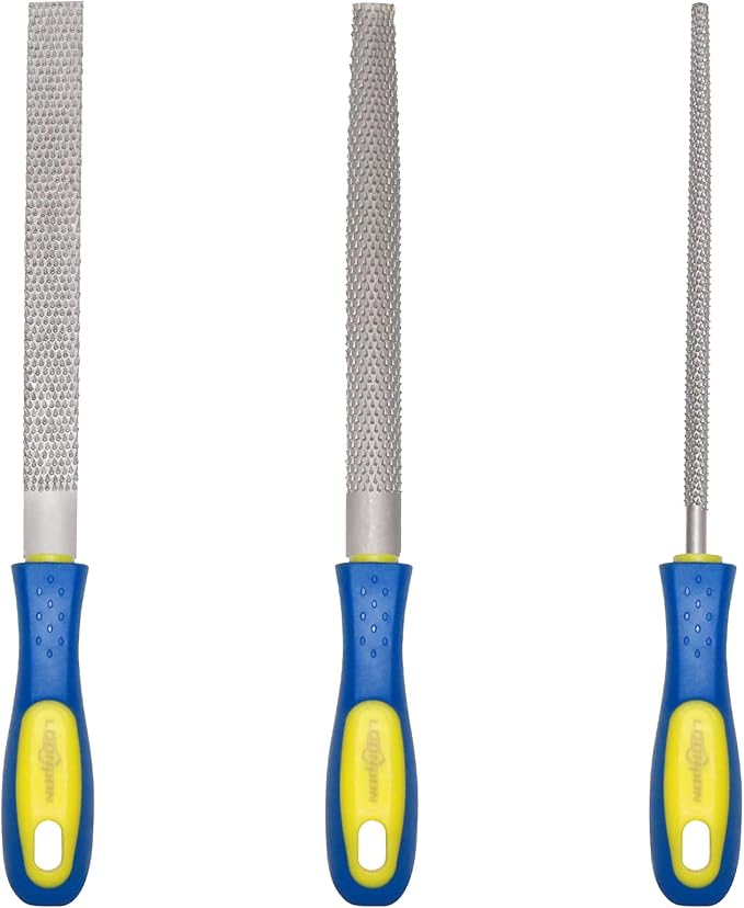 YKLP 8inch Metal File Set,3pcs High-Carbon Steel Needle File,Flat/Half-Round/Round for Metal Wood Working