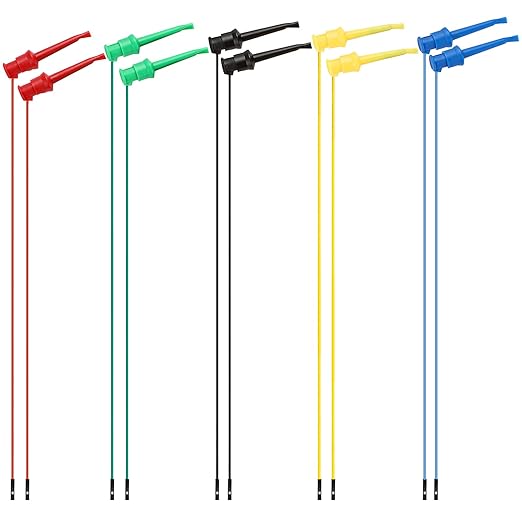 Sumnacon 10Pcs Test Hook to Female Jumper Wires - 26 AWG Binding Post to Solderless Breadboard Jumper Leads, Soft Silicone Flexible Test Leads for Electrical Testing