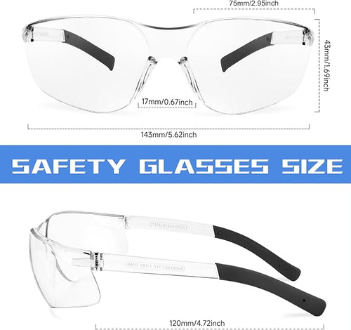 24 Pack Bulk Safety Glasses Clear Lens ANSI Z87.1 Safety Glasses for Women Men Eye Protection Glasses with Scratch and Impact Resistant for Construction and Laboratory