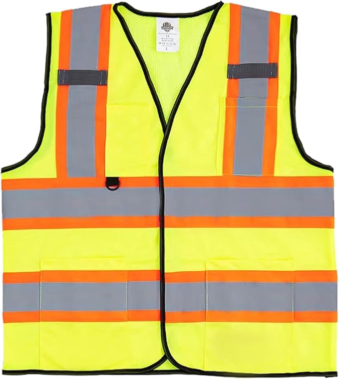 Dazonity Safety Vest with Multi-Pockets,5pcs,Reflective & High Visibility for Work,Construction,Parking,Warehouse,Yellow