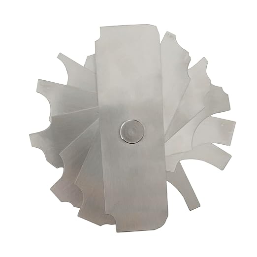 1/8"-1"(3.2-25.4mm) Cam Type Weld Gauge 7-Blades Fillet Weld Gage Rl Gauge Stainless Steel Depth Gauges Welding Metric & Inch Test Ulnar for Boilers, Bridges, Shipbuilding