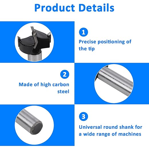 Forstner Bit Set for Woodworking 5PCS Wood Drill Bit Set Hole Saw Woodworking Tools Carbon Steel Forstner Bits for Hard Wood Plastic Plywood MDF