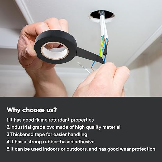 4 Pack Black Electrical Tape，0.70 in x 72ft，Waterproof High Temperature Electric Tape Weatherproof Home Outdoor Multipurpose Insulating Wire Wrapping