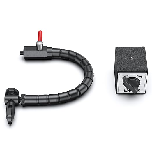 HDLNKAK Dial Indicator 0-1'' with Magnetic Base - Precision Machinist's Tool Set for Alignment, Includes Flexible Arm Base & 0.001" Accuracy Measuring Instrument.