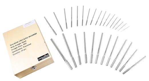 Accusize Industrial Tools 29 Pc 1/16'' to 1/2'' by 1/64'' H.S.S. Chucking Reamer Set, Straight Flute, Right Hand Cut, 5500-SF00