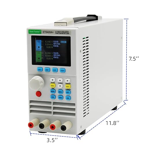 Electronic Load Tester ET5420A+ Dual Channel USB DC Load Testers Lithium Battery Power Supply Analyzer (0-150 V, 0-20A*2, 0-200W*2)