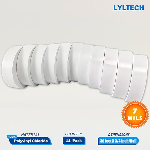 White Electrical Tape 8Rolls, 7mils x 3/4 in x 30 ft, Flame Retardant,Waterproof,Strong Adhesive, Durable, Easy-Wrap,High Temp Electrical Tape Electric Super Vinyl
