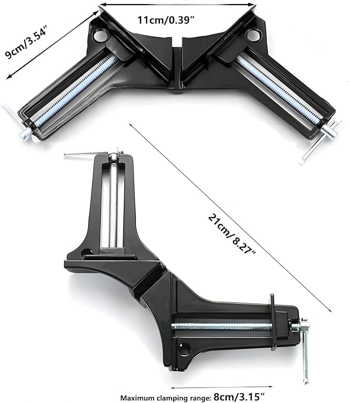4pcs Corner Clamp For Woodworking 90 Degree Right Angle Clamps Aluminum Alloy Metal For Welding, Photo Framing, Drawers, Cabinets, Shelf Fish-Tanks, Glass Holder Square Diy Hand Tool