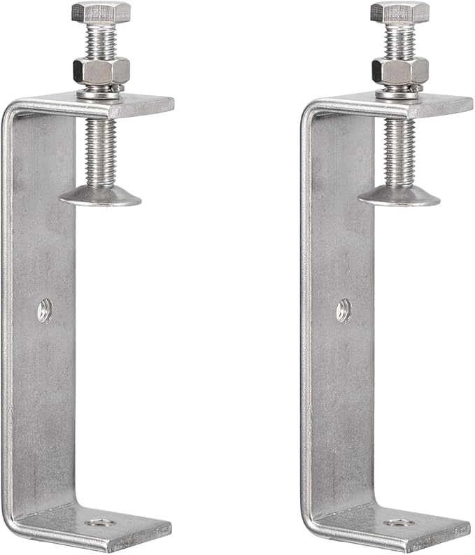 2 Pack 304 Stainless Steel C Clamps with 120mm/4.72" Stable Wide Jaw Opening Tiger Clamp for Woodworking Welding Construction Household Mount