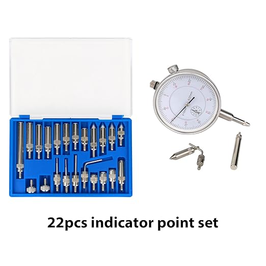 Dial Indicator with Magnetic Base Holder 0-10mm, Fine Adjustable Long Arm Tester Gage Gauge 0.01mm Precision, Indicator Points 22pcs