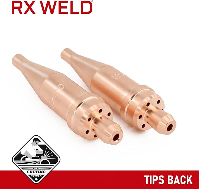 RX WELD 0-1-101 Acetylene Cutting Torch Tips, Fit V-Style Heavy Duty Torch - Pack of 2