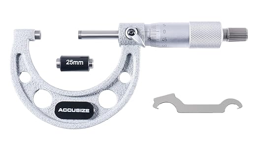 Accusize Industrial Tools 25-50mm by 0.01mm Ultra-Precision Outside Micrometer, EG00-0050
