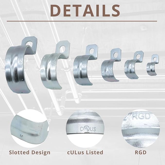 1 Inch 25PCS Zinc-Plated Steel Rigid Pipe 1 Holes Cable U Bracket Pipe Clamp Electrical Conduit Straps Rigid Pipe Strap Secure Mounting for RGD Conduit RustResistant Straps for Reliable Installation