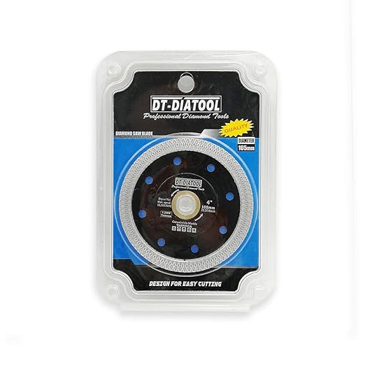 DT-DIATOOL Diamond Tile Blade 4 Inch Diamond Turbo X Mesh Rim Segement Circular Saw Blade for Procelain Ceramic Stoneware Marble Granite Fits 5/8"-7/8" Arbor