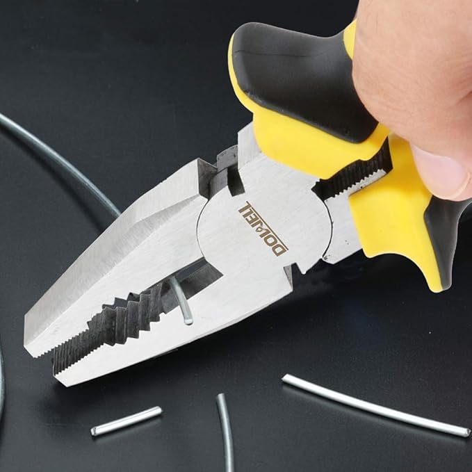 DOWELL Lineman's Pliers - 8 Inch Combination Pliers with Cutter, Nickel Chromium Steel Construction, Professional Handle