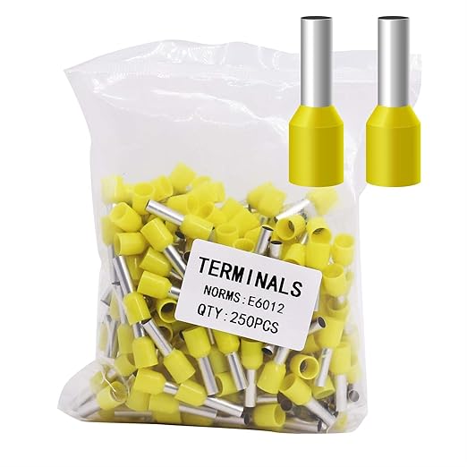 Fidioto 10AWG Wire Ferrules Terminals, 250pcs AWG10/6mm² Wire Ferrule kit for Electric, Industrial, Chemical Industry, Power Control System, etc.