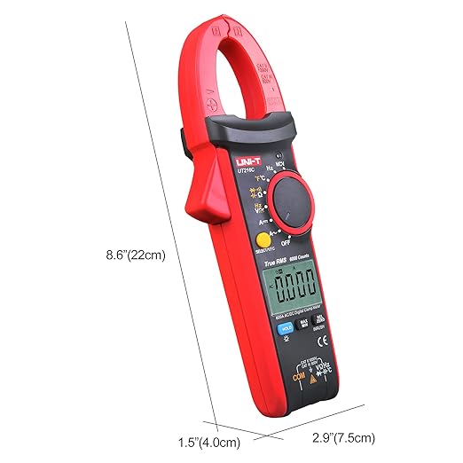 UNI-T Clamp Meter UT216C, Inrush Current AC/DC 600A TRMS HVAC Volt Amp Ohm Meter Multi Meter, Auto Ranging 6,000 Counts, Voltage Frequency Resistance Capacitance Temperature Continuity Diode Tester